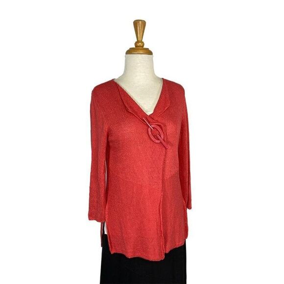 Angel Apparel S Coral Pink Cardigan Sweater Art To Wear Lagenlook Bohemian Boho - Picture 3 of 13